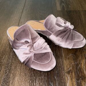 Purple velvet slides. Size 7